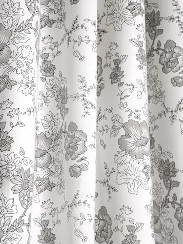 Image of Cortina Floral Light-Filtering 100% Cotton Curtains 9 feet Long Set of 1 for Long Door [ Opacity: 50-60%, Color: Black White, 180 GSM ]