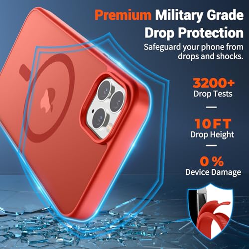 Image of SUPFINE Magnetic for iPhone 11 Pro Max Case Red | (Compatible with MagSafe)(Military Grade Drop Protection)Shockproof Translucent Matte Phone Cover