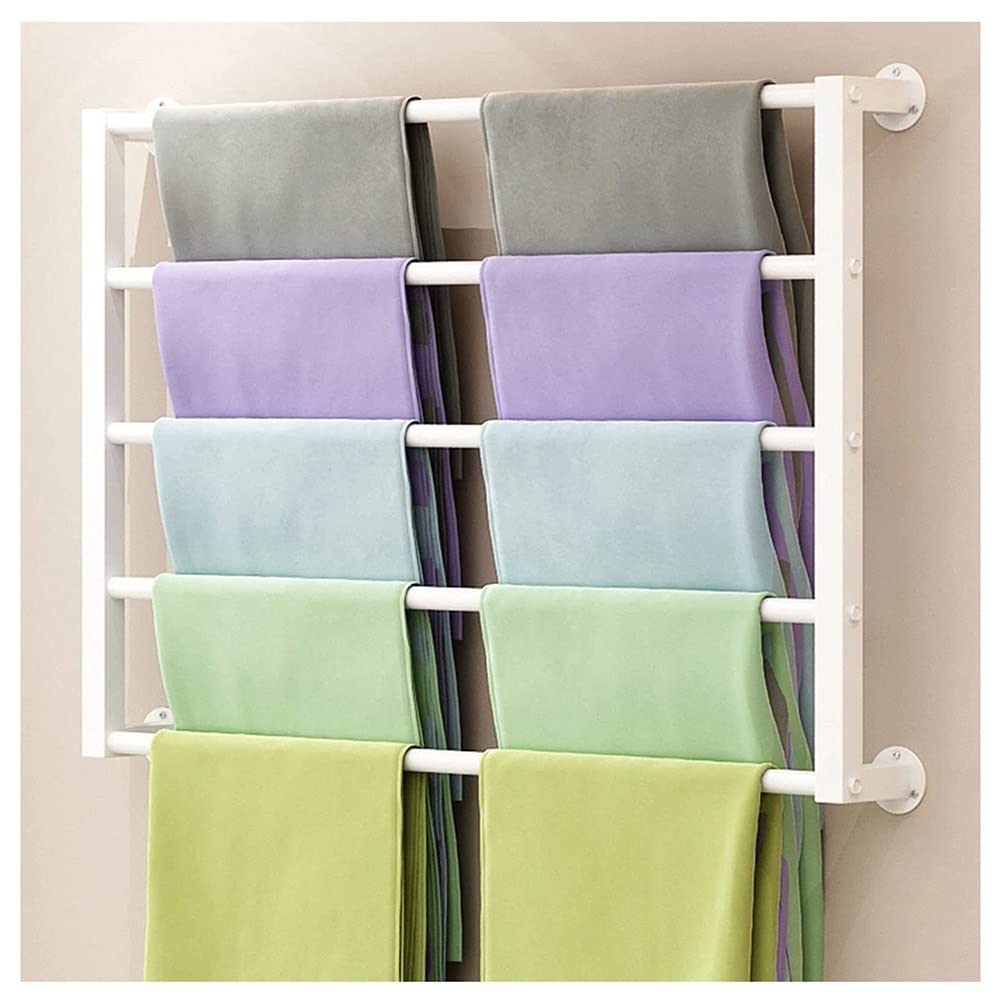 Soporte Organizador De Pañuelos De Metal - Expositor para Toallas, Cinturones, Cintas - Estante Organizador De Accesorios (Color : White, Tamaño : 5-Tier/70x60cm)