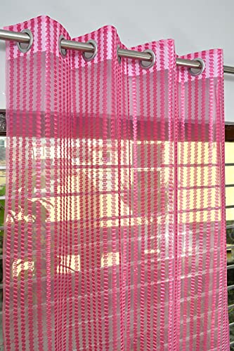 Image of HOME UTSAV 1 Piece Sheer Premium Tissue Net Polyester Curtains for Window 6 Feet, Pink