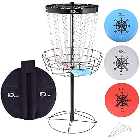 Pro 24-Chain Portable Disc Golf Basket- Disc Golf Target with Storage Bag,3 Discs,Black Cover