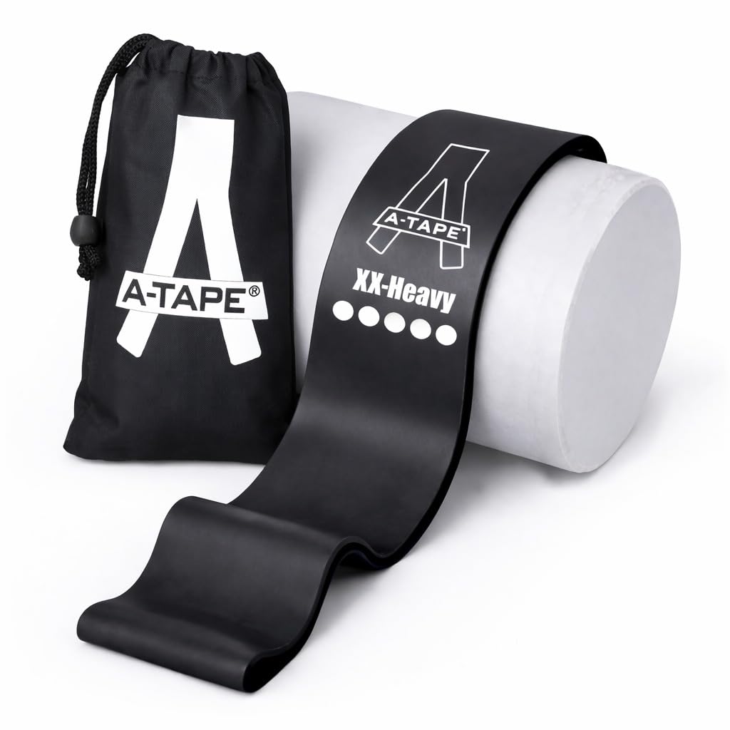A-Tape Resistance Loop Bands Set for Men & Women | Premium Natural Rubber Heavy Duty Workout Bands for Legs, Glutes, Squats, Stretching, Fitness & Physiotherapy (Black) (Pack-1)-image-32