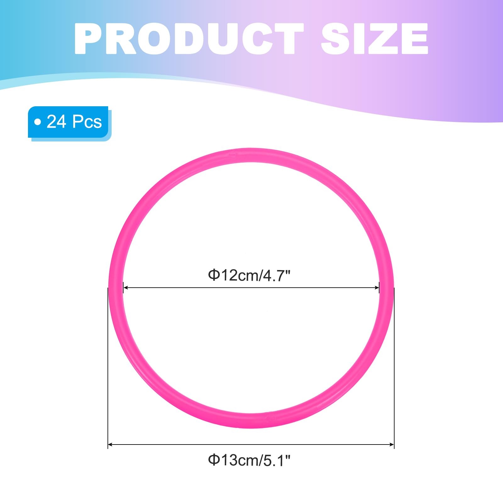 PATIKIL 5.1 Inch Plastic Ring-Toss Rings for Bottles 24 Pack Carnival Rings Plastic Hoops for Speed and Agility Practice Outdoor Party Favor - Image 2