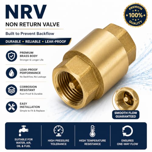 Image of AMAZOR Brass NRV 1 /2 Inch (Non Return Valve 1 /2 Inch)