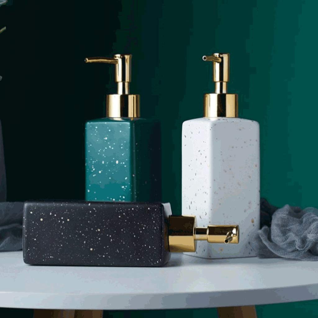 Dispenser di sapone in ceramica, dispenser di lozione con pompa in plastica PP, dispenser di sapone liquido ricaricabile per cucina da bagno dispenser di sapone da 12,3 once