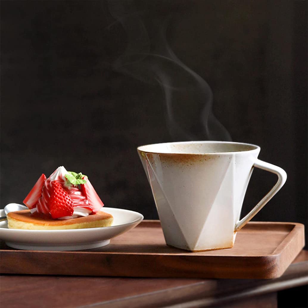 Ceramiczny kubek do kawy, duży prosty retro kubek do herbaty z uchwytem do cappuccino, kubek na mleko unikalny porcelanowy kubek do domu/biura, nadaje się do zmywarki i kuchenki mikrofalowej, wyjątkowy prezent pomarańczowy-295 ml