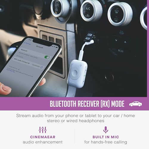 Image of MEE audio Connect Air Pro (2 PACK) Bluetooth Wireless Audio Transmitter & Receiver for AirPods or Bluetooth Headphones, 2-in-1 Adapter with Detachable Cable for 3.5mm devices on Airplanes, Black&White