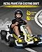 Blitzshark 24V Kids Go Kart 300W Powerful Drift Kart Electric Pedal Kart Outdoor Race Toy, with 2X150W Strong Motor, 7AH Big Battery, EVA Tire, Drift/Sports Mode, Brake Pedal, Length Adjustment, White
