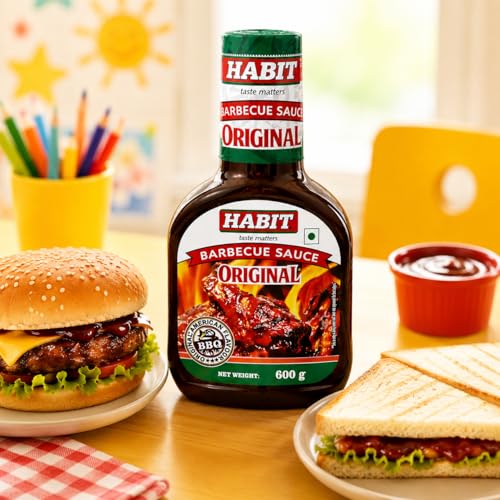 Image of HABIT Barbecue Sauce - 600g x Pack of 1 | 100% Vegetarian | Sweet & Tangy Flavor | Perfect for Grilling, Marinades, Basting & Toppings