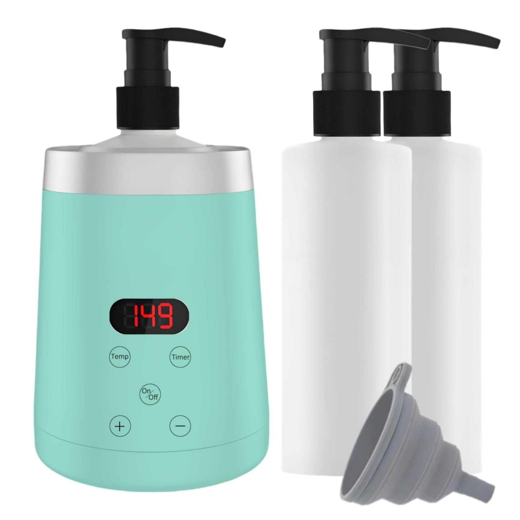 Scaldatore per Olio da Massaggio Verde con due Distributori di Olio Dispenser per Flaconi Spa e Scaldalozioni Display LED Scaldatore per Flaconi di Gel Apparecchio Riscaldante per Saloni