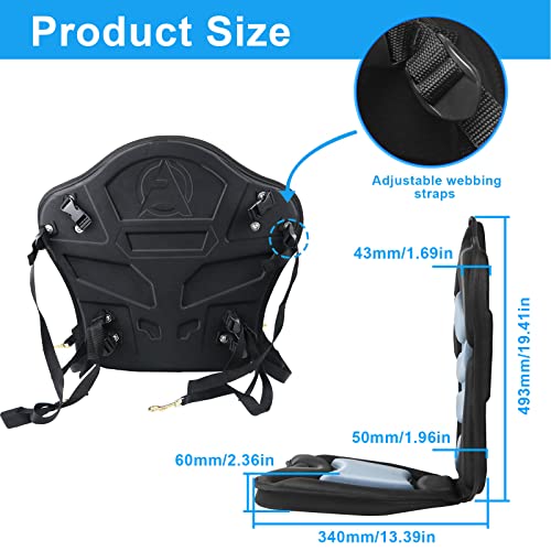Image of Kayak Seat Deluxe Padded Fishing Boat Seat Deluxe Sit-On-Top Canoe Seat Cushioned - Comfortable Backrest Support Universal Sit with Adjustable Back Strap Detachable Storage Bag
