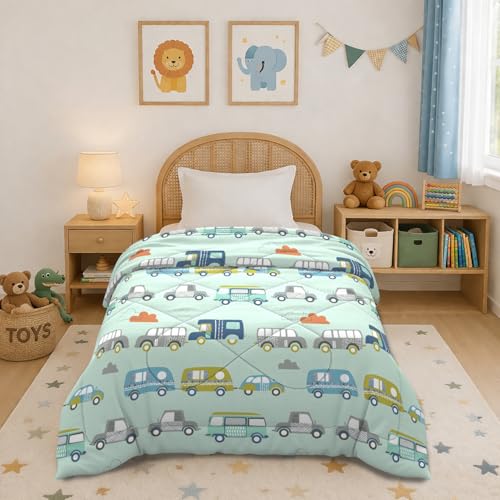 Image of MORADO Glace Cotton AC Comforter /Blanket /Quilt for Single Bed | Soft & Breathable Lightweight AC Quilt | Reversible All Season Bedding Comforter |Size 60x90 Inches,Bus & Multi,Single