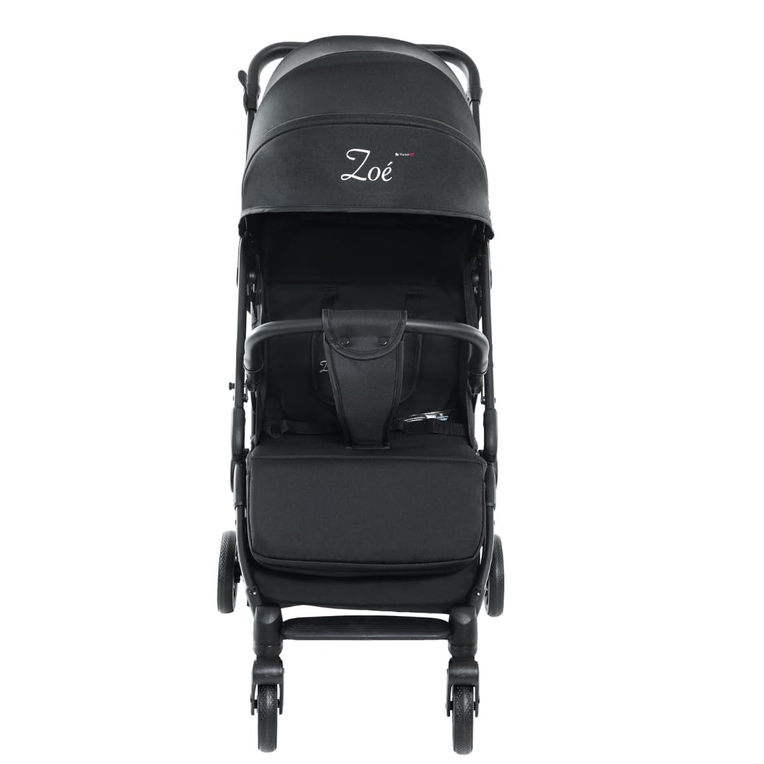 HonorBB ZOA Poussette Canne Bébé Légère et Compacte, 0-3 Ans, 0-15 kg, 3 Positions Inclinables, Pliage Automatique, Bandoulière, Moustiquaire et Protection Pluie Offerts – Essential Black
