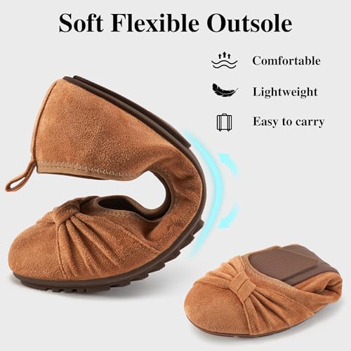 Image of Ecetana Comfortable Ballet Flats for Women: Lightweight Cushioned Foldable Slip-On Work Shoes with Memory Foam - All Day Walking Comfort - Dressy Flats for Office Business