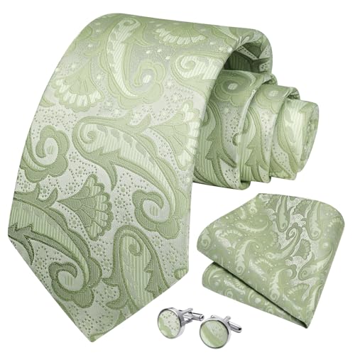 Image of Enlision Mens Ties Solid Color Satin Necktie Ties for men Handkerchief Cufflinks Pocket Squares for Wedding