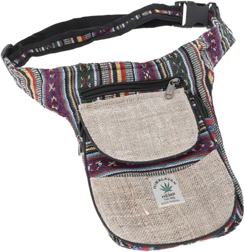 Hanf Ethno Sidebag Nepal Gürteltasche - Modell 10 Mehrfarbig Baumwolle Size:One Size 25x20x4 cm Festival- Bauchtasche Hippie