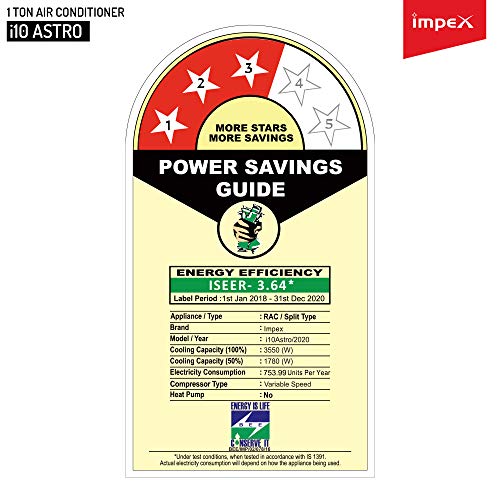 Image of Impex 1 Ton 3 Star Dual Inverter Split AC (Copper,i10 Astro,White)