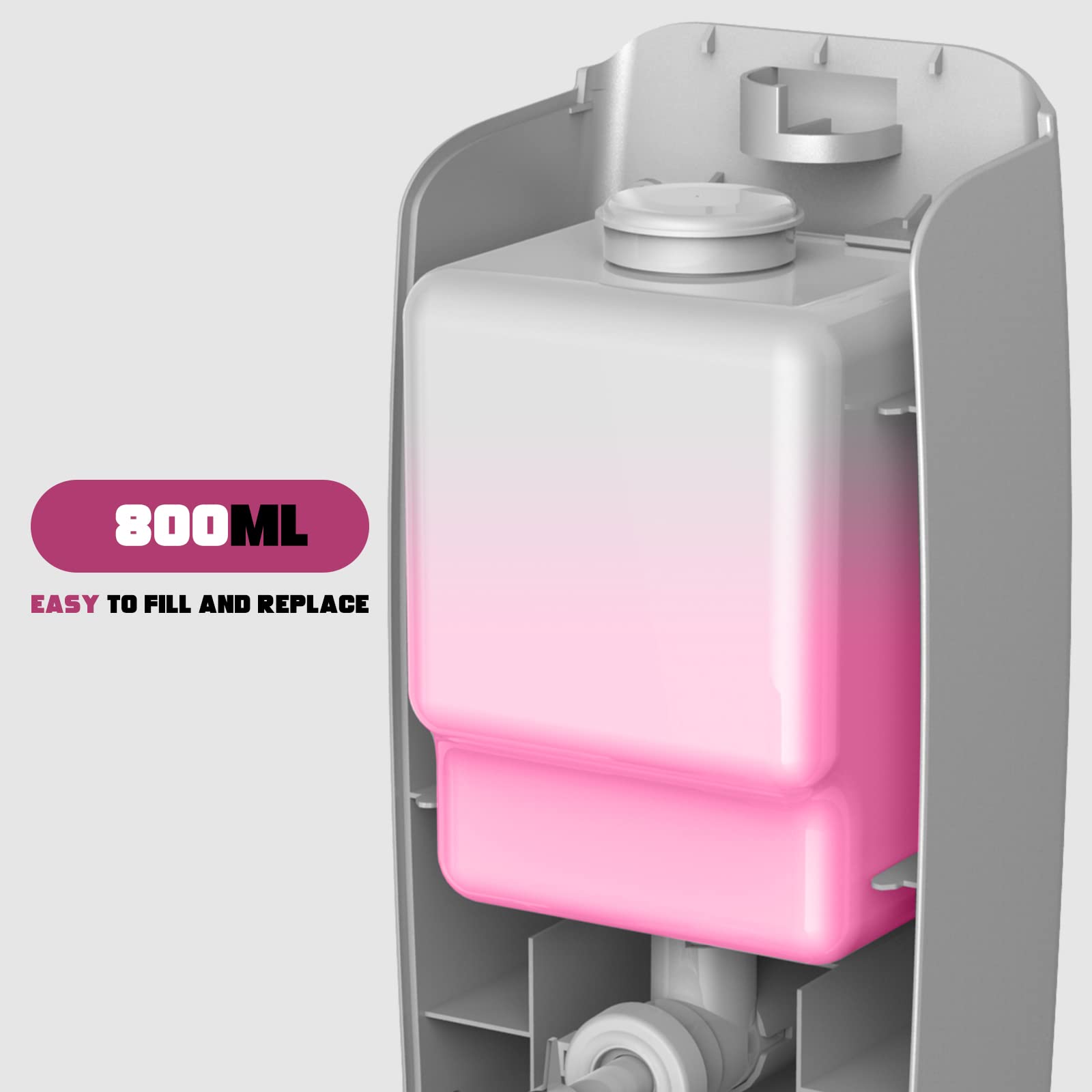 Interhas! - Dispenser manuale per sapone liquido, da parete, 800 ml, colore: nero