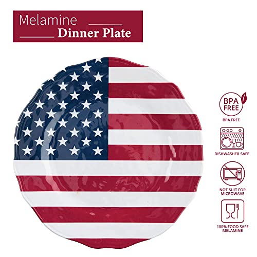 Upware Melamine Dinner Plate Set Of 6, Bpa-Free Dishwasher Safe Round Plates Dinner Dishes For Main Course, Pasta, And Salad, 11 Inch Dinner Plates (American Flag) #TOP2