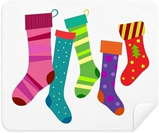 Merry mas Colorful Stockings Illustration Cleaning Cloth Screen Cleaner 2pcs Suede Fabric