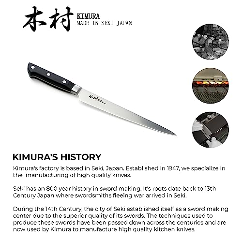 Image of Kimura Slicer Knife, [Made in Japan], 8 inch Professional Chef Knife, Ultra Sharp High Carbon Molybdenum Stainless Steel Kitchen Knives, Chefs Knife with Ergonomic Handle - Japanese Carving Knife
