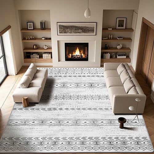 Tapete Rwlvpe 9X12 Geométrico Boho Antideslizante y Lavable miniatura 4