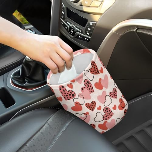 Image of Car Trash Can Valentine's Day Heart Collapsible Accessories Trash Can of Cars, Easy to Clean Car Garbage Accessory Car Interior Decoration