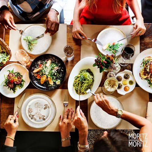 Moritz & Moritz BLOSSOM 18-teiliges Geschirrset 6 Personen - Elegantes Teller Set aus hochwertigem Porzellan mit floralem Design - Geschirr Set aus 6x Dinnerteller, 6x Dessertteller, 6x Suppenteller