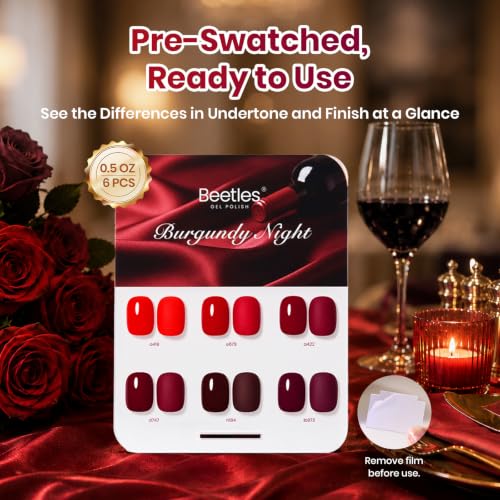 Image of Beetles Burgundy Gel Nail Polish Set, 6 Red Wine Colors Gel