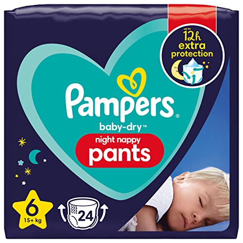 Pampers Baby-Dry Night Nappy Pants Size 6 24 Night Nappies 15kg+ Essential Pack