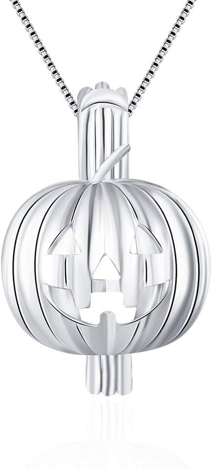 Pumpkin Cage Pendants for Pearl Jewelry Making Sterling Silver, Design Cage Pendants for Women