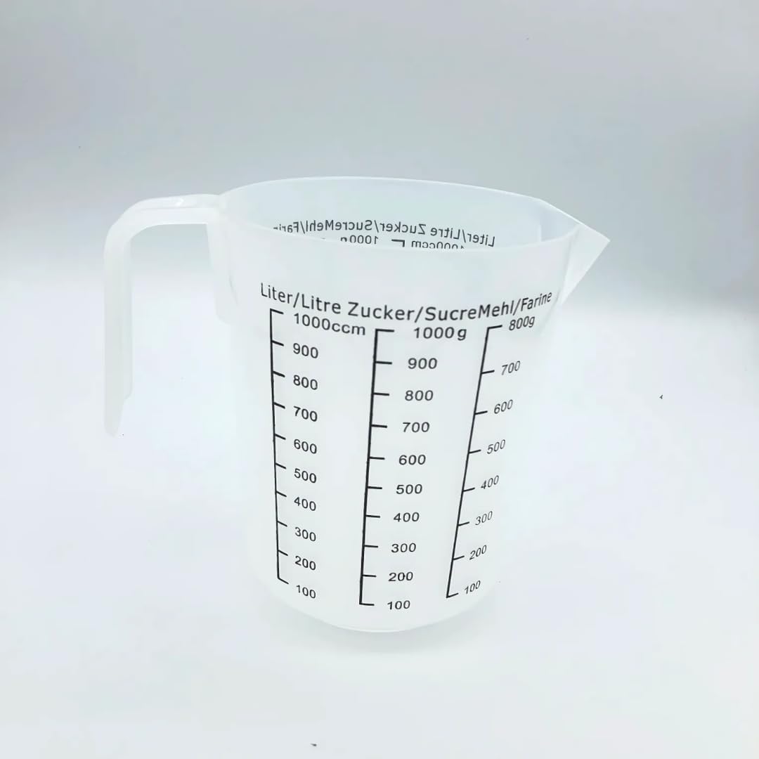 PARENCE.- Dispenser in plastica da 1 litro - Misurazione precisa, grande capacità 1000ML, impugnatura ergonomica - Graduazioni trasparenti - Lavabile in lavastoviglie