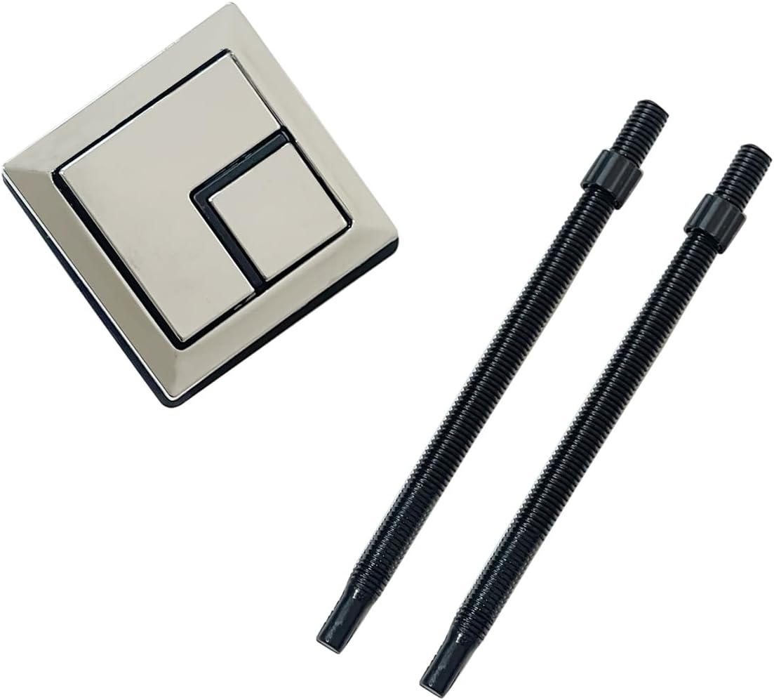 WK807C Toilet Silver Square Button Replacement Parts Dual Flush for Wonchael Rectangular Toilet WK070, Chrome