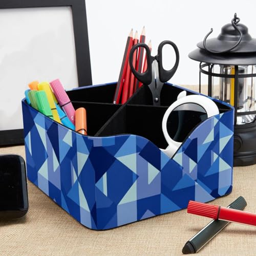 Boîte de rangement carré bleu géométrique durable et polyvalente pour organisation - 8