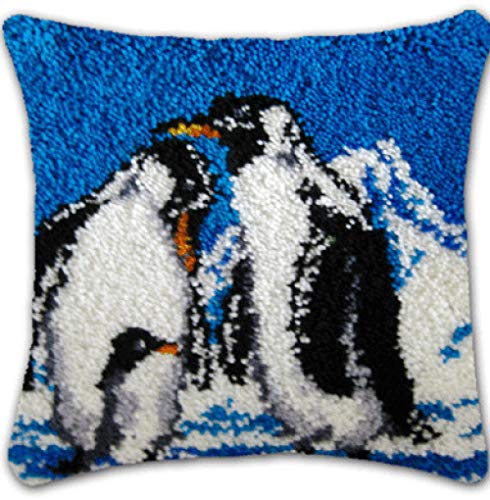 Kit de loquet en laine canevas 3D pingouin broderie point noué tapis