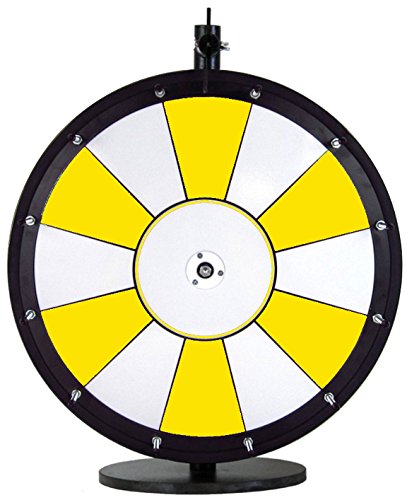 Dual and Triple Color Tabletop Dry Erase Prize Wheel – 18 Inch Desktop Spinning Wheel, Durable Wood, Balanced for Fair Odds, Trade Show Booth Raffle, Fundraiser, Baby Shower (Yellow, 18")