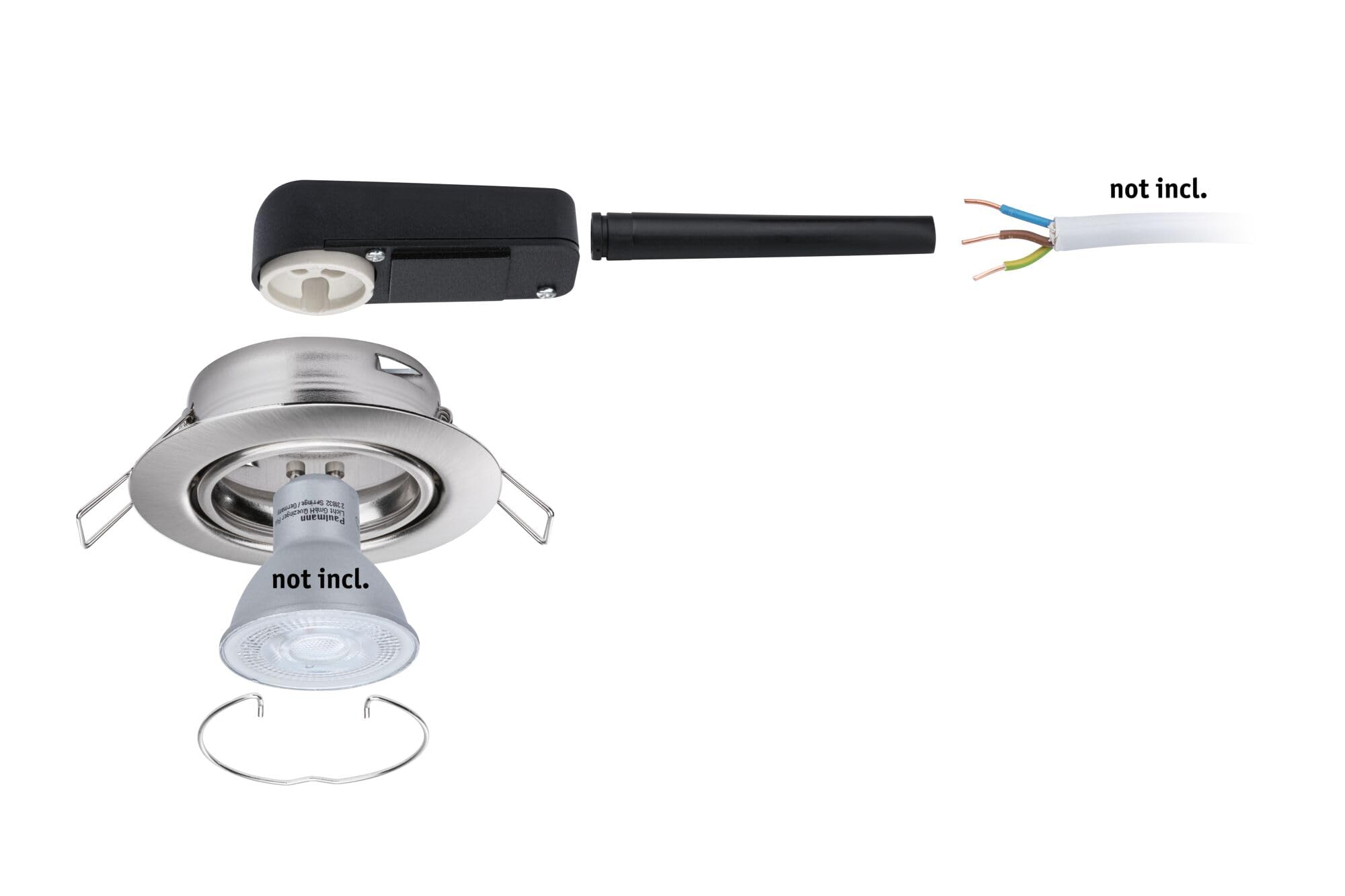 Paulmann 93399 Luminaria empotrable LED Base, redonda, orientable máx. 10x10 W, foco empotrable, acero mate, lámpara empotrable, metal, foco de techo, GU10