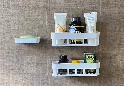 OBIXO Multipurpose Kitchen Bathroom Shelf Wall Holder Storage Rack Bathroom Rack Storage Box Strong Adhesive Sticker Shower Rack Shelf (2 Bathroom Self + 1 Soap Box) (B09GT592JL) Amazon Price History, Amazon Price Tracker