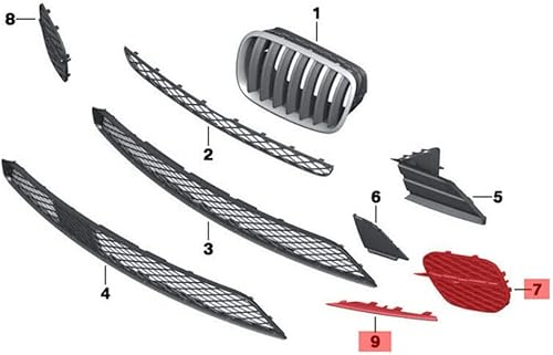 Miniatura 8 de pizarra 1 par de cubiertas de rejilla de parachoques delantero para X5 E70 2011-2013 51117222859 51117222860