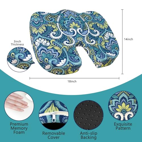 Image of Tailbone Pain Relief Cushion, Memory Foam Seat Cushion for Coccyx Sciatica Pain Pressure Relief Office Desk Chair
