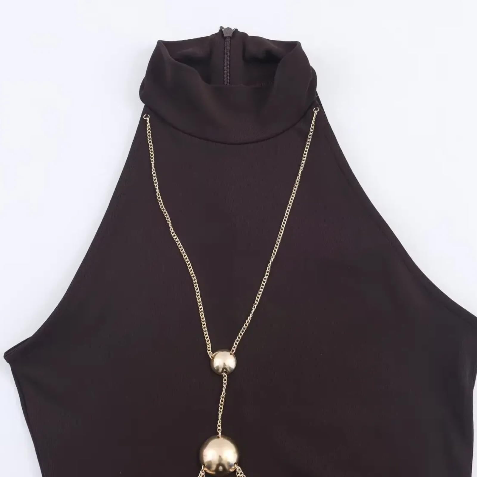 Vestido de Cuello Halter para Mujeres Otoño, Invierno sin Mangas Elegantes Vestidos de Chaleco Largo para Mujeres de Noche