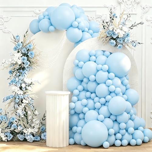 Image of 108Pcs Double Stuffed Blue Balloon Garland Arch Kit
