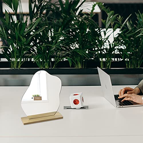 Irregular Aesthetic Mirror Frameless Funky Makeup Mirror Decorative Desk Tabletop Wavy Mirror With Wooden Stand For Living Room Bedroom And Minimal Spaces Home Decor (Cloud Shape) #TOP4