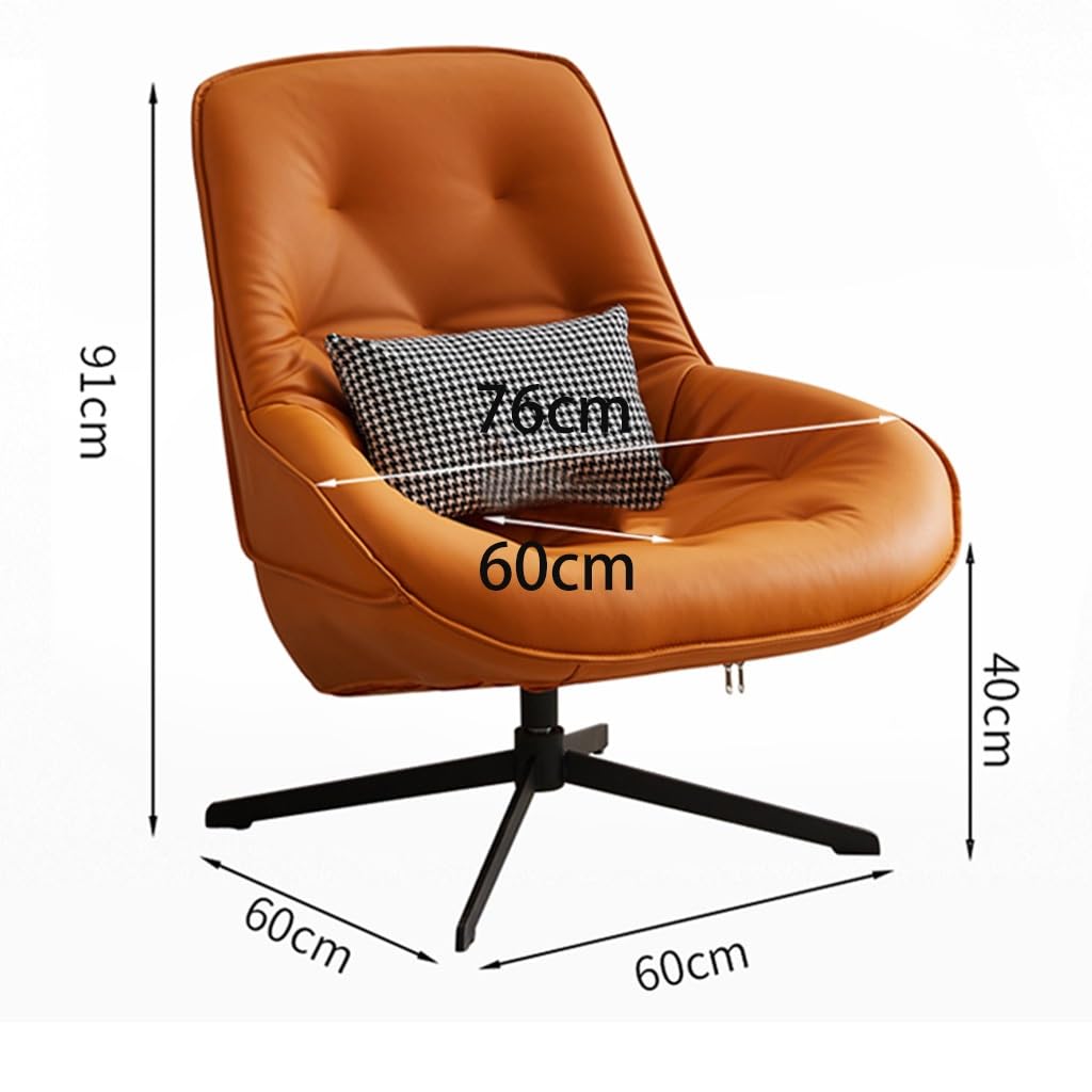 Fotele Nowoczesne Krzesło Obrotowe Z Połowy Wieku Z Metalowymi Nogami, Wygodny Tapicerowany Fotel Wypoczynkowy, Pojedyncza Sofa Ze Skóry PU Do Salonu(Grey)