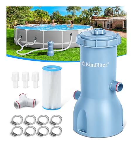 KimFilter Pro Series 1000 GPH Above Ground Pool Filter Pump, Powerful Pool Cartridge Filter Pump, Water Circulation and Filtration System -Improved Water Clean & Clarity, Pools Pumps Above Ground-Blue