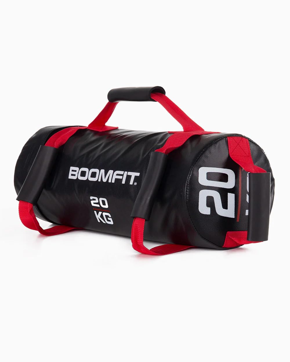 BOOMFIT Power Bag 5-20 kg | Relleno de Arena Estable, 4 Asas de Nylon | Fuerza y Core para Cross Training, HIIT y WODs | 60x23x22 cm | Ideal Home Gym y Boxes