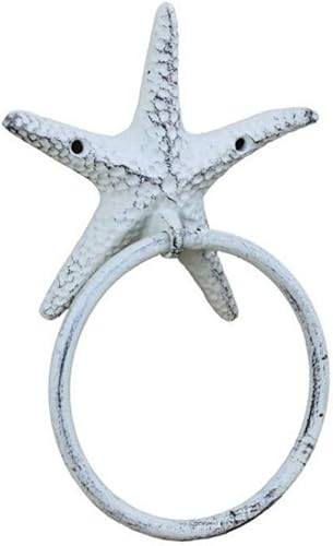 Miniatura 162 de Toallero de hierro fundido de plata antigua de 8.5 pulgadas - Decoración de conchas marinas - Decoración del hogar del mar Plata,Hierro fundido,Azul