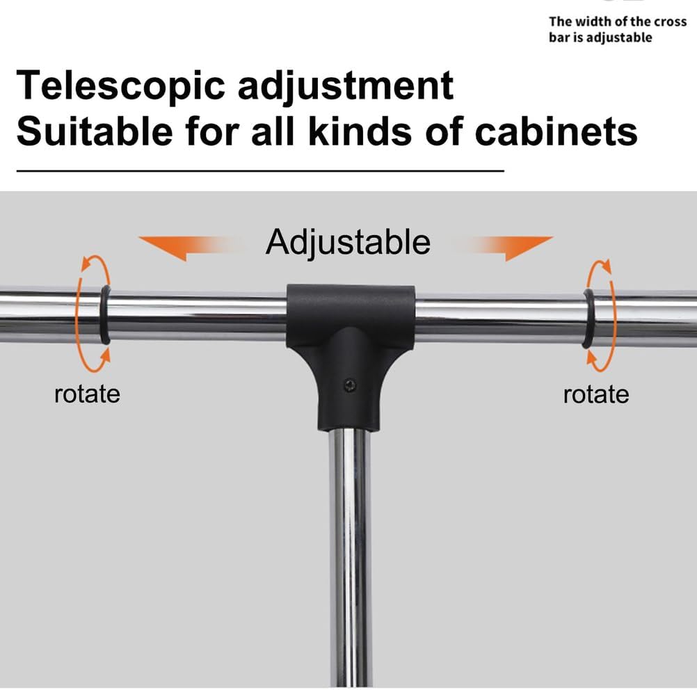 Heavy Duty Closet Rod System - Extendable Hanging Rail with Fittings for Efficient Organization, Adjustable Width