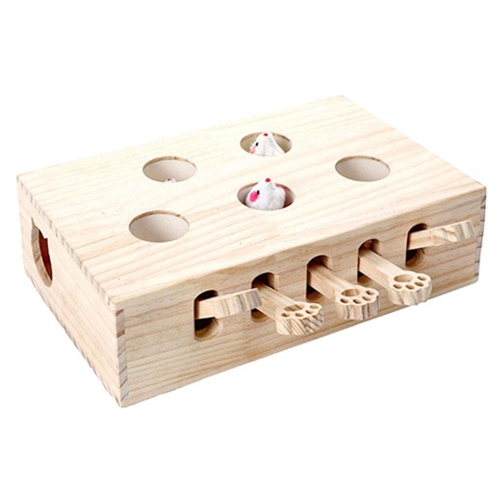 Jouet Chat Tapoteur Balle à Griffer Anti-Stress Félin Jeu Puzzle Bois Animaux Jouet Cinq Trous Chat Habileté Patte Matériau Boi, Souris