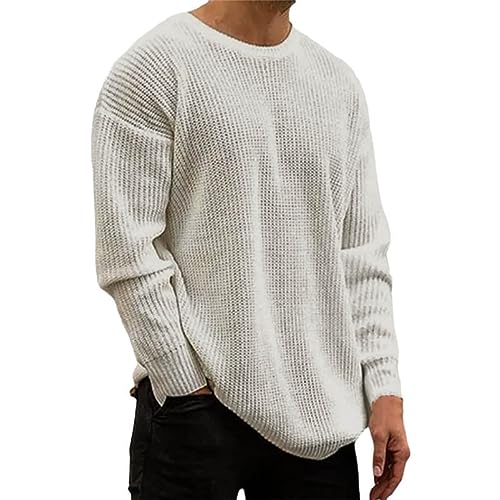 Mens Crewneck Sweater Soft Casual Sweaters Classic Pullover Sweaters Knitted Casual Slim Fit Thermal Sweater Sweatshirts